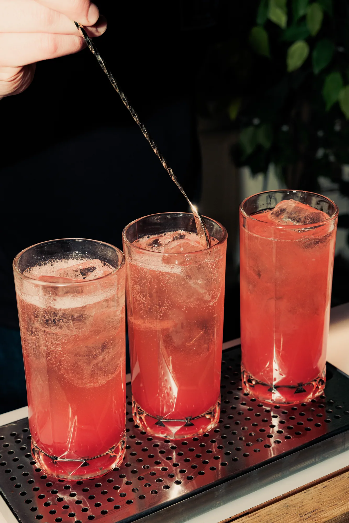 Cocktails being built